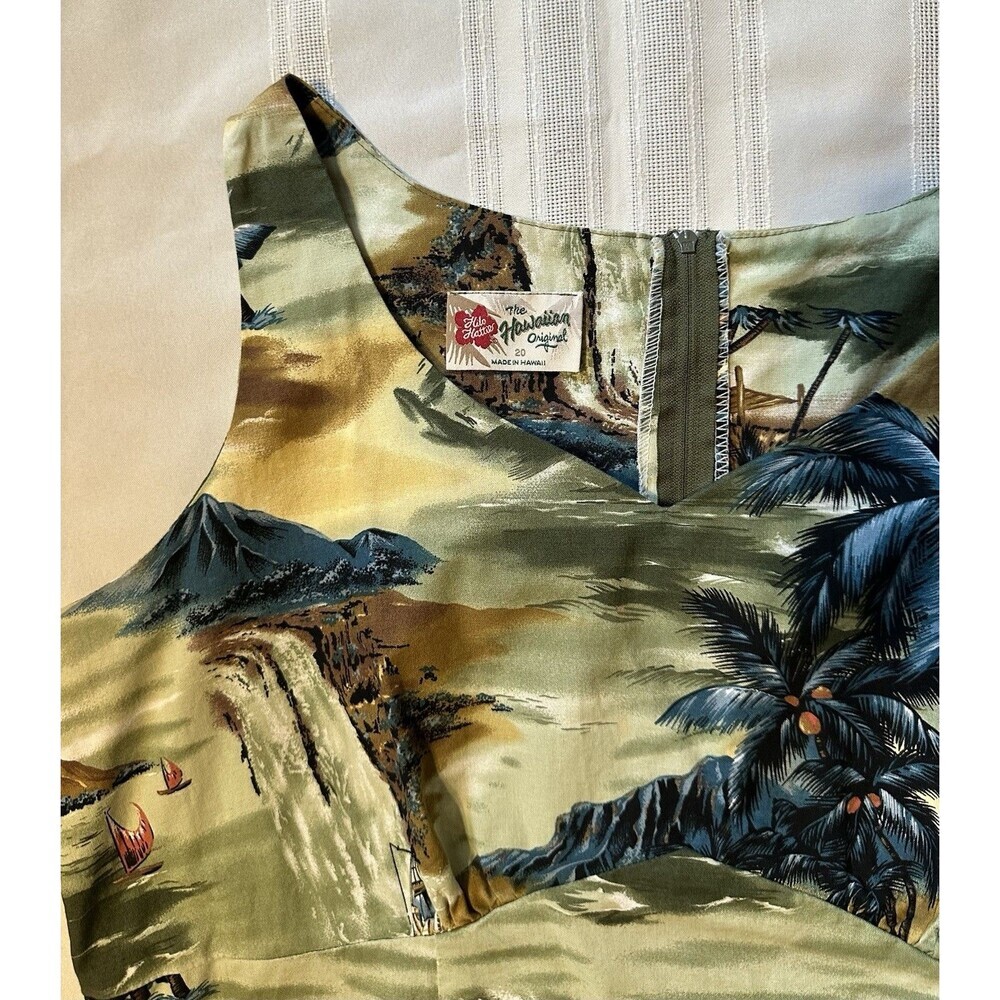 Vintage 90’sHilo Hattie Hawaiian Dress Size 20 A-Line Cotton Scenic Print Hawaii - Picture 12 of 15